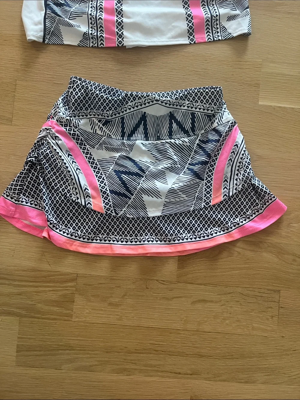 Lucky in Love White Tank & Skort Set with Pink and Navy Accents
